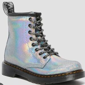 Dr. Martens 1460 8 eye lace up silver iridescent boots w5